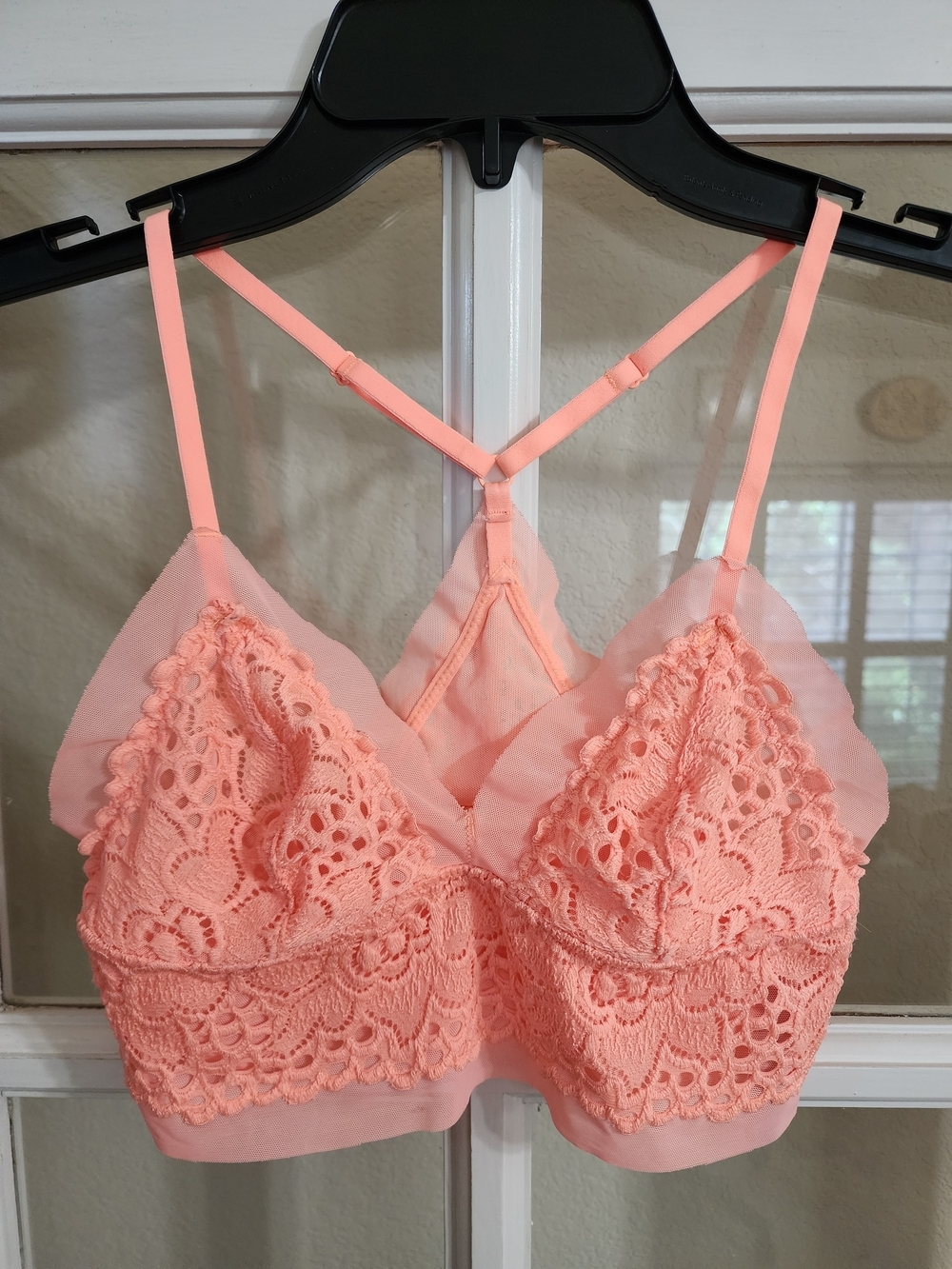 Aerie Lace Longline Racerback Bralette Peach Coral XS Style 2508793820